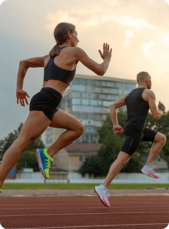 Athlete at running starting line