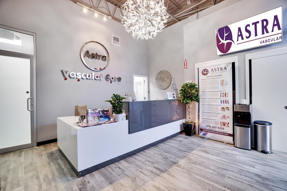 Front desk and reception area welcoming patients at Astra knee pain Care in Astoria Queens