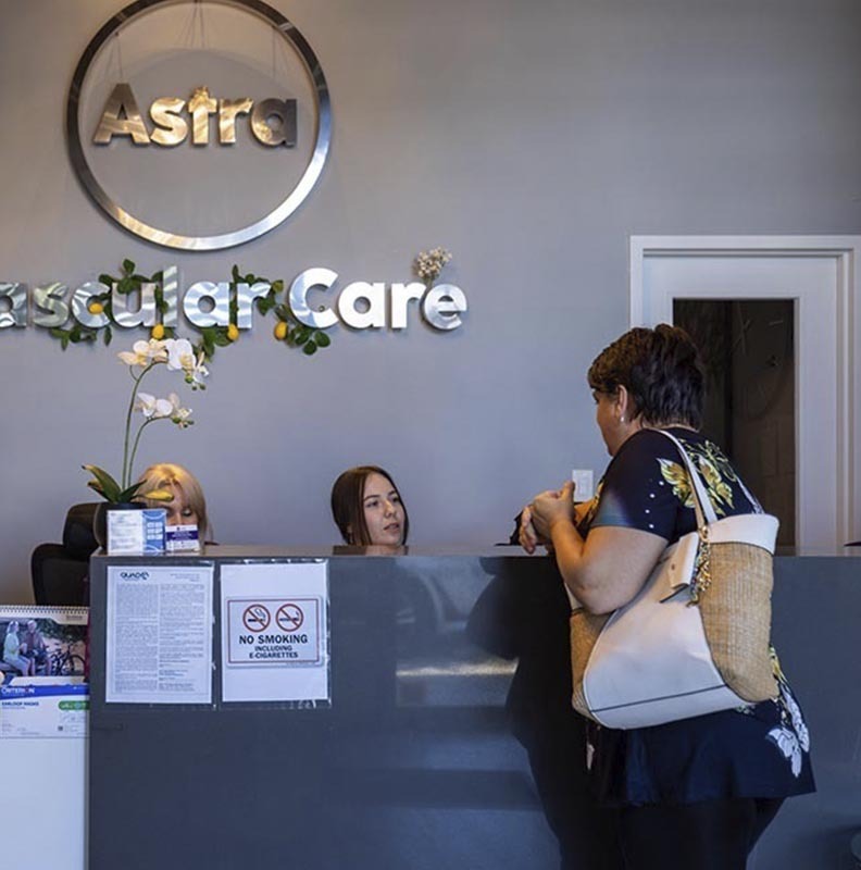 Patient resources and front desk team at Astra Knee Pain Center helping patients with scheduling, insurance, and treatment information.