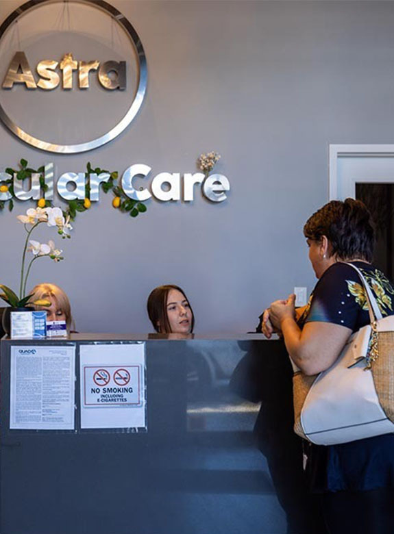 Patient beginning treatment at Astra Knee Pain Center during a personalized knee pain consultation.